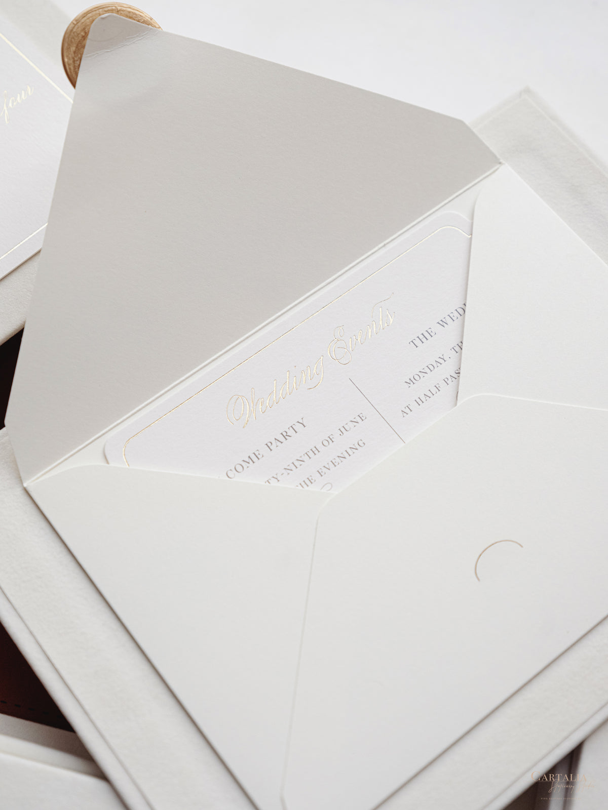 Luxury Velvet Hard Back Box & Tassel Invitation with Gold Foil Venue | Bespoke Commission G&P | Villa Balbiano, Lake Como