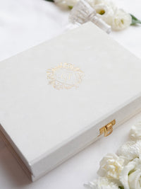 Luxury Velvet Hard Back Box & Tassel Invitation with Gold Foil Venue | Bespoke Commission G&P | Villa Balbiano, Lake Como