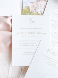 Luxury Watercolour Villa Cora Pocket with Letterpress and Deckled Edge Envelope | Bespoke Commission for S&S