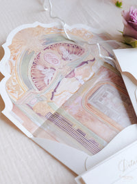 Luxury Watercolour Villa Cora Pocket with Letterpress and Deckled Edge Envelope | Bespoke Commission for S&S