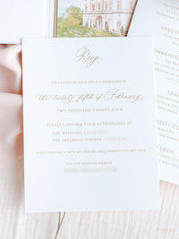 Luxury Watercolour Villa Cora Pocket with Letterpress and Deckled Edge Envelope | Bespoke Commission for S&S