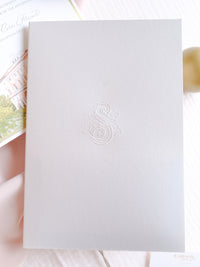 Luxury Watercolour Villa Cora Pocket with Letterpress and Deckled Edge Envelope | Bespoke Commission for S&S