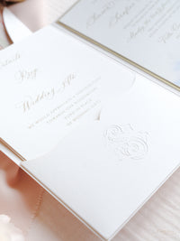Luxury Watercolour Villa Cora Pocket with Letterpress and Deckled Edge Envelope | Bespoke Commission for S&S