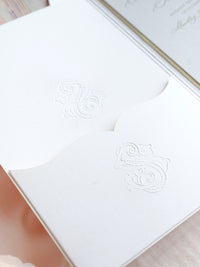 Luxury Watercolour Villa Cora Pocket with Letterpress and Deckled Edge Envelope | Bespoke Commission for S&S
