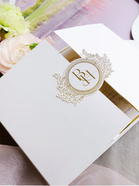 Luxury Wedding Invitation Suite with Watercolour Venue and Gold Foil | Villa Padierna Palace Marbella | Bespoke Commission for B&H