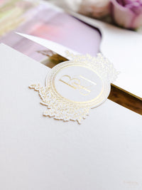 Luxury Wedding Invitation Suite with Watercolour Venue and Gold Foil | Villa Padierna Palace Marbella | Bespoke Commission for B&H