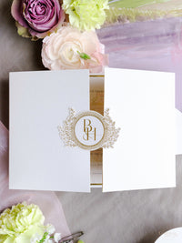 Luxury Wedding Invitation Suite with Watercolour Venue and Gold Foil | Villa Padierna Palace Marbella | Bespoke Commission for B&H