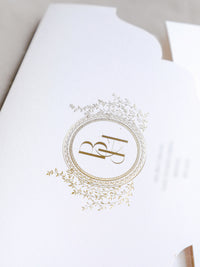 Luxury Wedding Invitation Suite with Watercolour Venue and Gold Foil | Villa Padierna Palace Marbella | Bespoke Commission for B&H