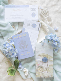Passport Invitation Suite with Custom Vellum Watercolour Design | Villa Eva, Ravello, Amalfi Coast