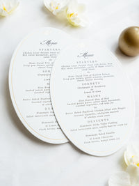 Oval Plate Menu | Luxury Foiled & Letterpress Dinner Menu on thick 710gsm premium card