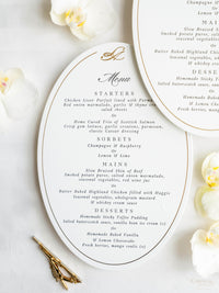 Oval Plate Menu | Luxury Foiled & Letterpress Dinner Menu on thick 710gsm premium card