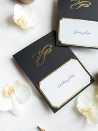 Luxury Gold Place Card with Foiled Backing and Monogram