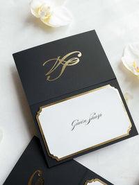 Luxury Gold Place Card with Foiled Backing and Monogram
