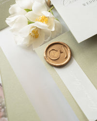 Sage Green Wedding Menu Cards with Guest Names & a Bespoke Wax Seal