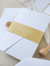 White & Gold Wedding Pocket Style Invitation with Custom Venue Sketch | Bespoke Commission N&O