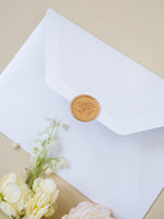 White & Gold Wedding Pocket Style Invitation with Custom Venue Sketch | Bespoke Commission N&O