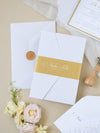 White & Gold Wedding Pocket Style Invitation with Custom Venue Sketch | Bespoke Commission N&O