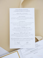 White & Gold Wedding Pocket Style Invitation with Custom Venue Sketch | Bespoke Commission N&O
