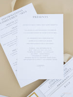 White & Gold Wedding Pocket Style Invitation with Custom Venue Sketch | Bespoke Commission N&O