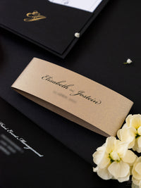 Black & Gold Foil Pocket Invitation with Wax Seal | Bespoke Commission E&J