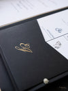 Black & Gold Foil Pocket Invitation with Wax Seal | Bespoke Commission E&J