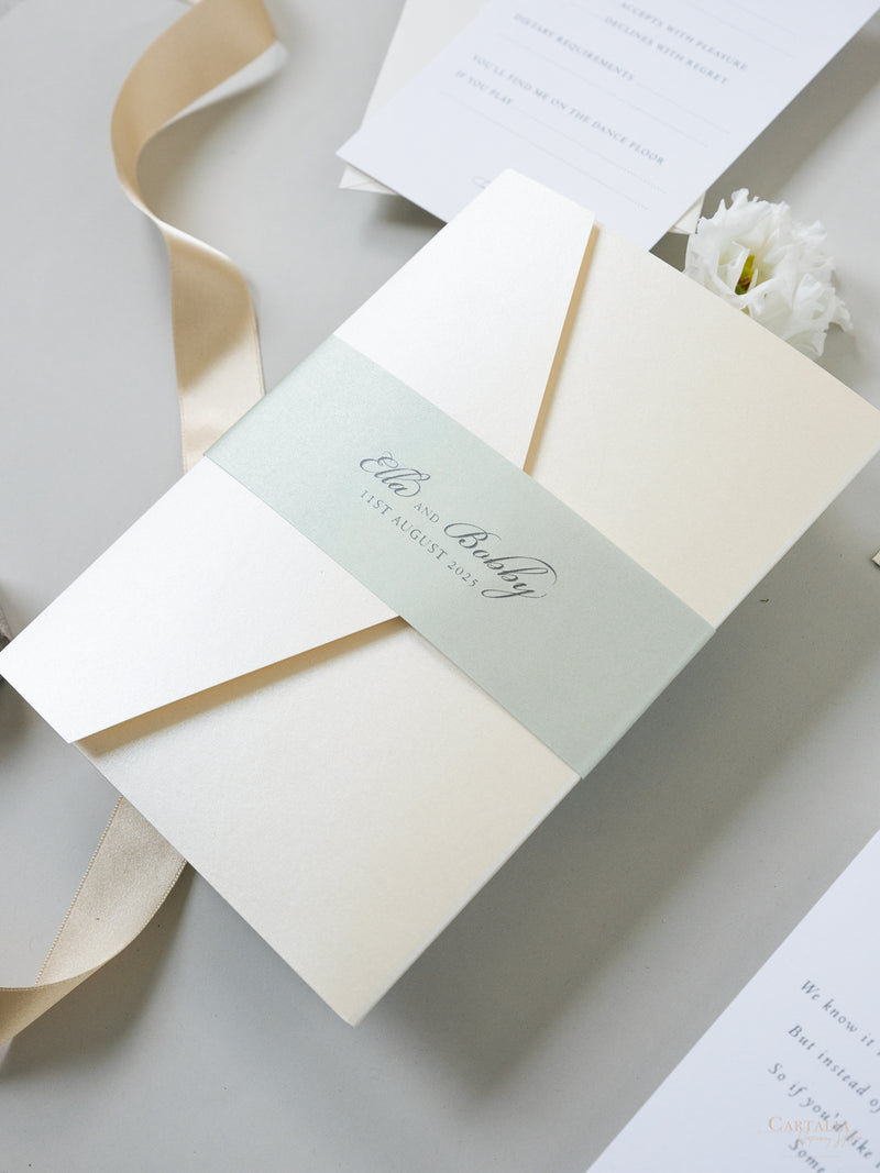 Custom Wedding Venue Illustration |  Foiled Venue Invitation Pocket Suite in Classic Envelope Fold in Gold Foil | SAMPLE