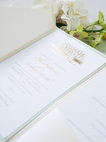 Custom Wedding Venue Illustration |  Foiled Venue Invitation Pocket Suite in Classic Envelope Fold in Gold Foil | SAMPLE