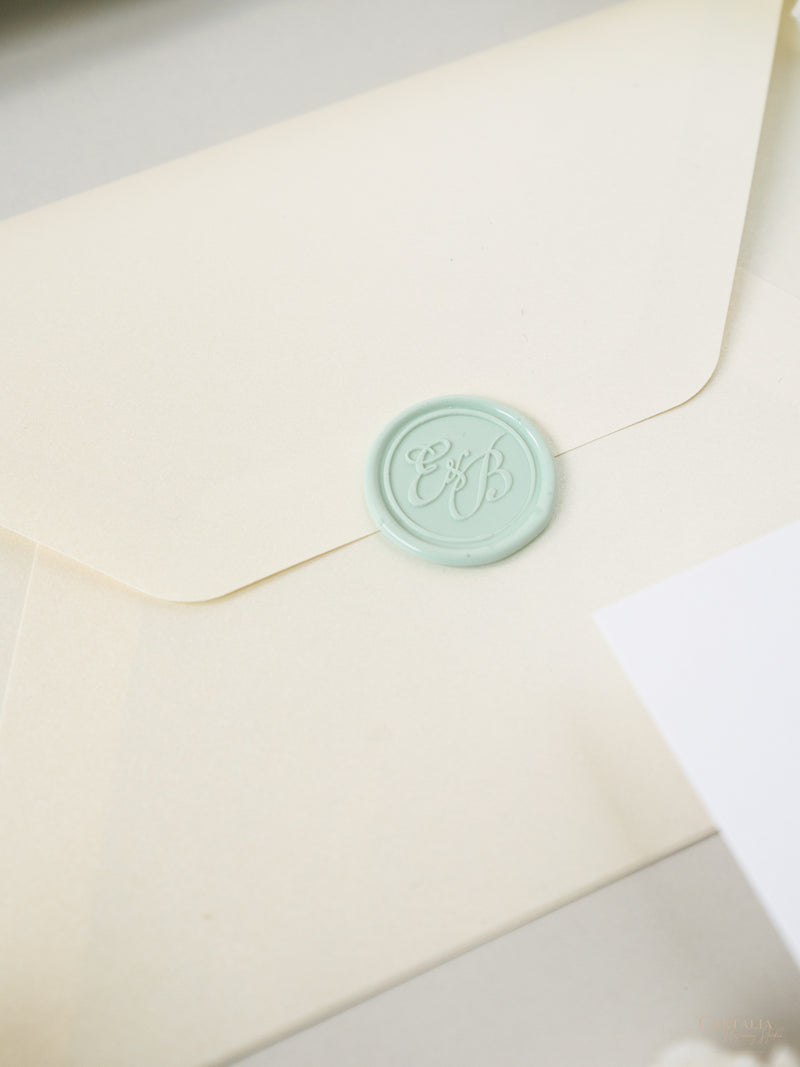 Greenery Vellum Sleeve Pocket fold Invitation with Gold Tie and Kraft –  Cartalia