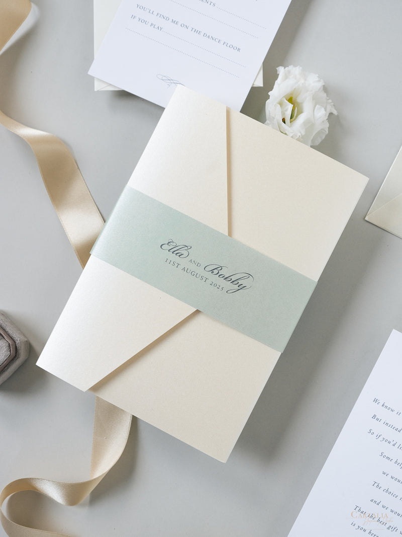 Custom Wedding Venue Illustration |  Foiled Venue Invitation Pocket Suite in Classic Envelope Fold in Gold Foil | SAMPLE