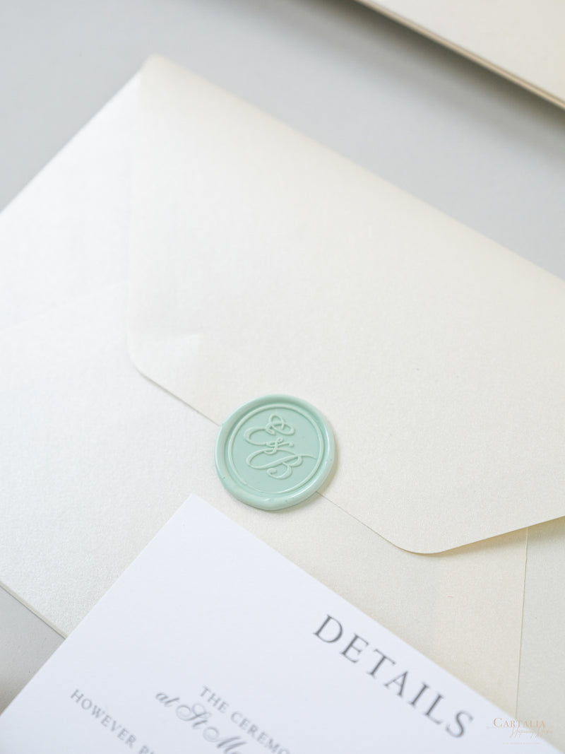 Custom Wedding Venue Illustration |  Foiled Venue Invitation Pocket Suite in Classic Envelope Fold in Gold Foil | SAMPLE