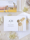Foto personalizada para guardar la fecha con diseño de palmera y lámina dorada | Comisión personalizada A&amp;H