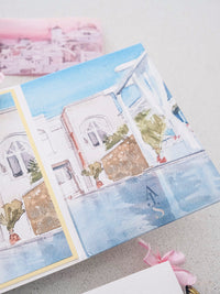 Watercolour Santorini, Greece Wedding Invitation Suite | Bespoke Commission A&A