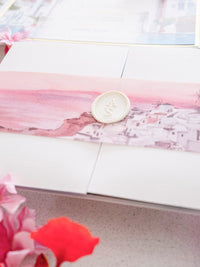 Watercolour Santorini, Greece Wedding Invitation Suite | Bespoke Commission A&A