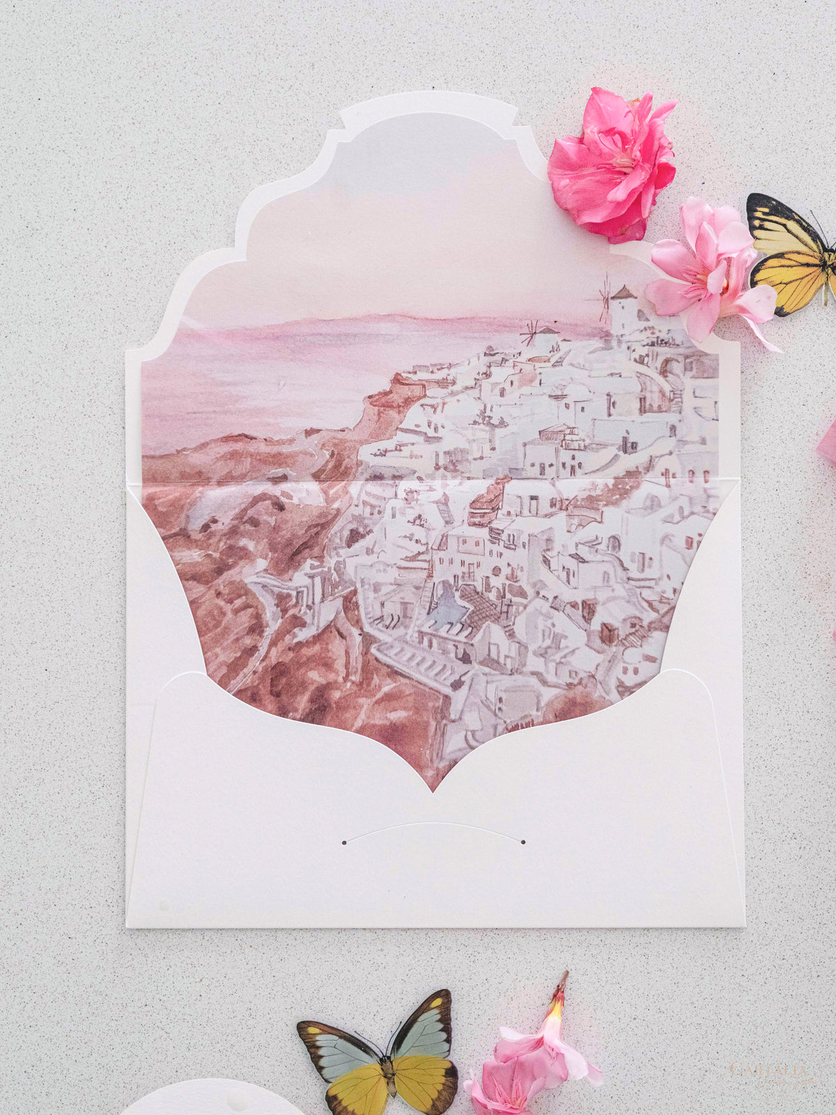 Acuarela Santorini, suite de invitación de boda de Grecia | Comisión personalizada A&amp;A