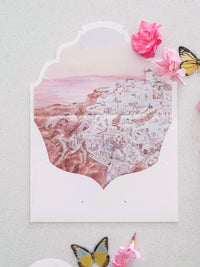 Watercolour Santorini, Greece Wedding Invitation Suite | Bespoke Commission A&A