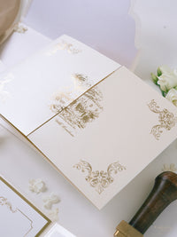 Luxury Pocket Invitation with Gold Foil | Villa Cimbrone | Bespoke Commission R&J