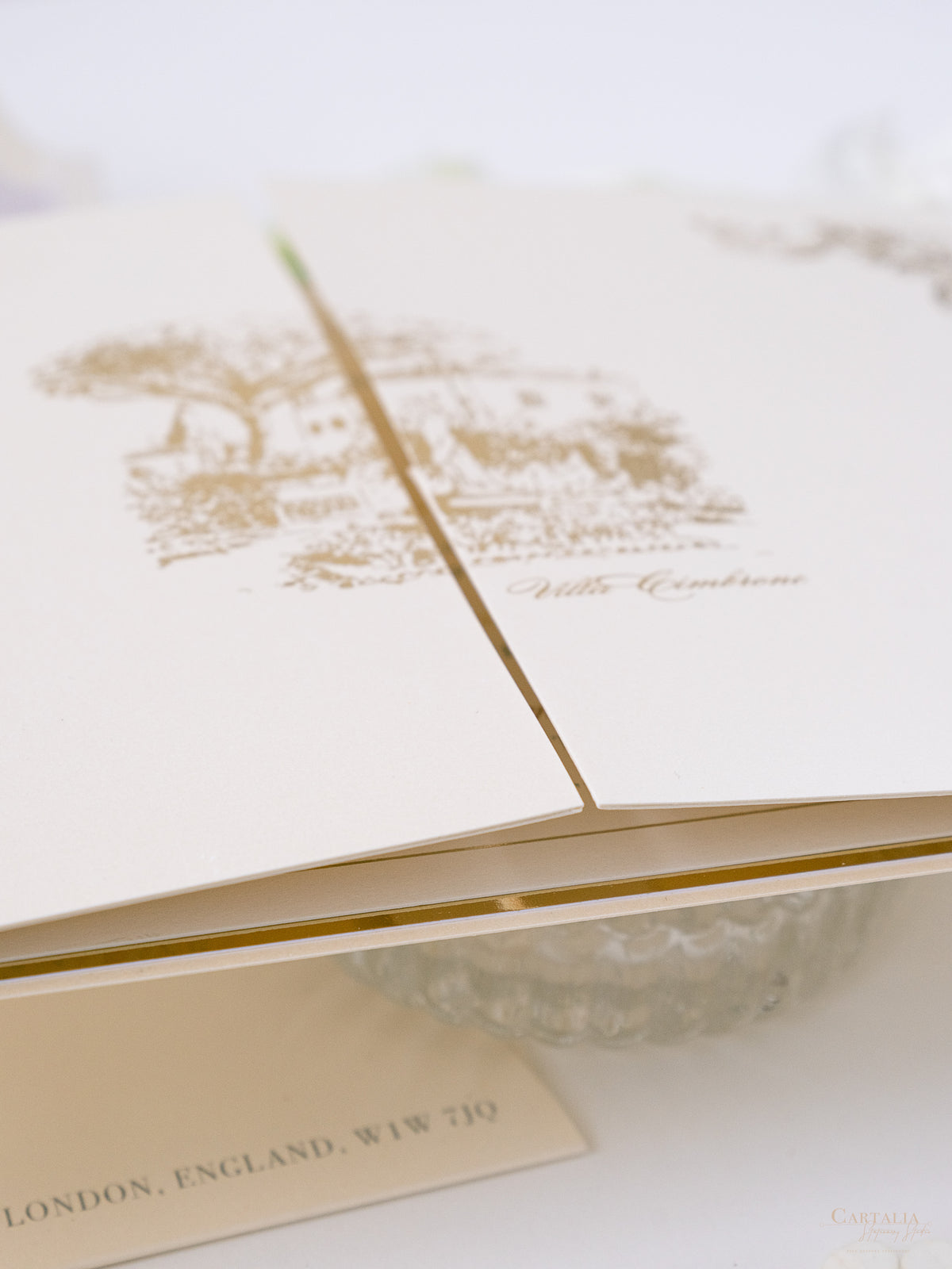 Luxury Pocket Invitation with Gold Foil | Villa Cimbrone | Bespoke Commission R&J