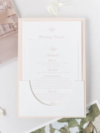 Vellum Wrap Pocket Invitation Suite with Embossing & Custom Wax Seal | Venue Dartmouth House | Bespoke Commission A&O