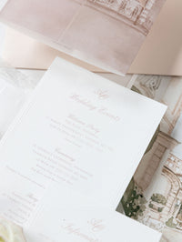 Vellum Wrap Pocket Invitation Suite with Embossing & Custom Wax Seal | Venue Dartmouth House | Bespoke Commission A&O