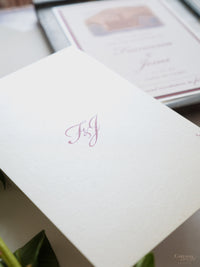 Invitación personalizada al lugar de la boda en acuarela con lámina dorada | Villa Regina Teodolinda | Lago Como