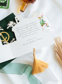 Bespoke Las Vegas Watercolour Wedding Thank You Cards with Gold Foil & Velvet Box