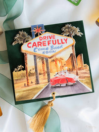 Bespoke Las Vegas Watercolour Wedding Thank You Cards with Gold Foil & Velvet Box