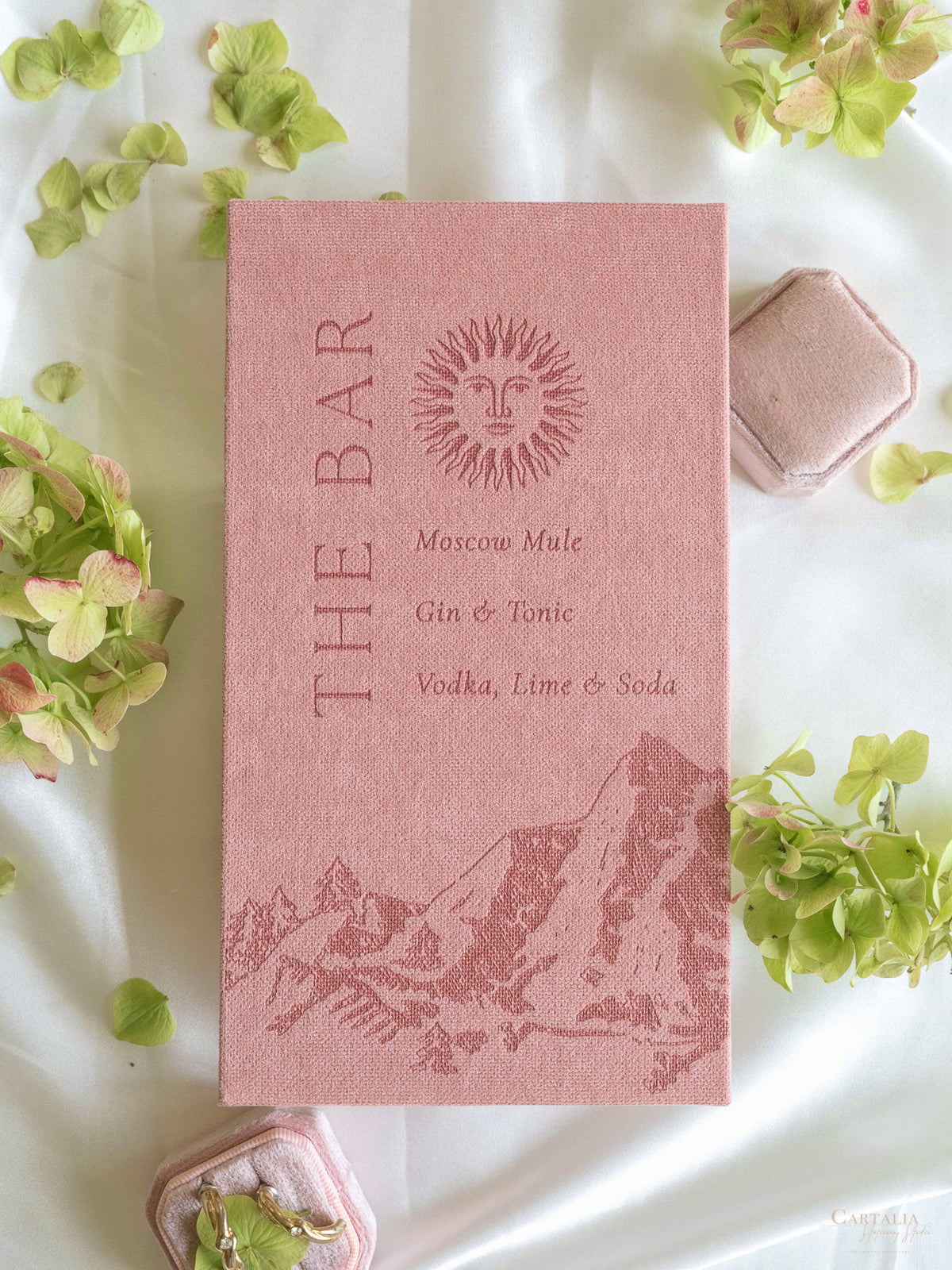 Luxury Velvet Hardbound Wedding Menu | Bespoke Laser-Etched Menu Cover