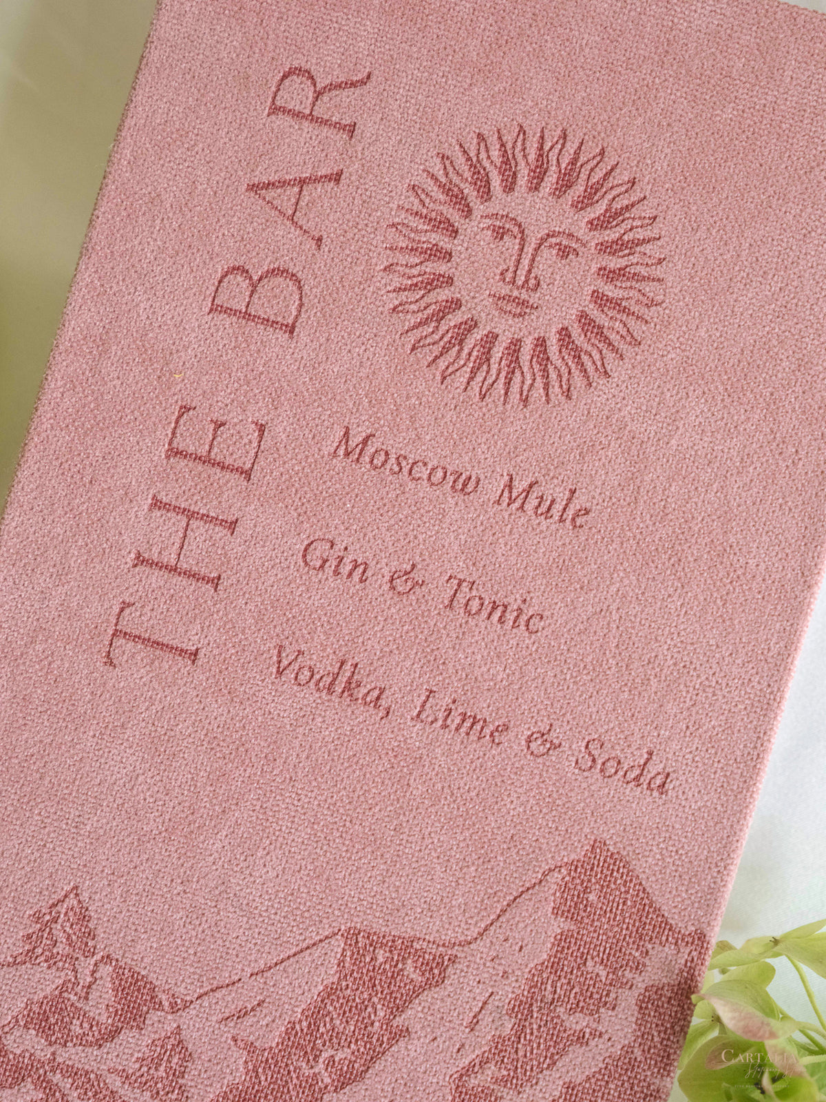 Luxury Velvet Hardbound Wedding Menu | Bespoke Laser-Etched Menu Cover