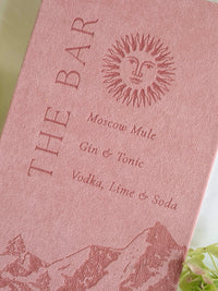 Luxury Velvet Hardbound Wedding Menu | Bespoke Laser-Etched Menu Cover