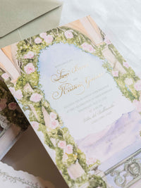 VILLA DEL BALBIANELLO | Bespoke Luxury Watercolour Sleeve Invitation Lake Como, Italy Wedding