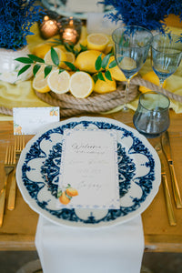 Lemons and Sicilian Tiles Place Card | Bespoke Commission L&M