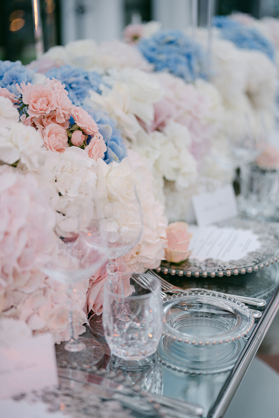 Plate Silver Mirror Menu with Laser-Cut Roses, Florals, and Butterfly | Villa Balbiano, Lake Como Wedding