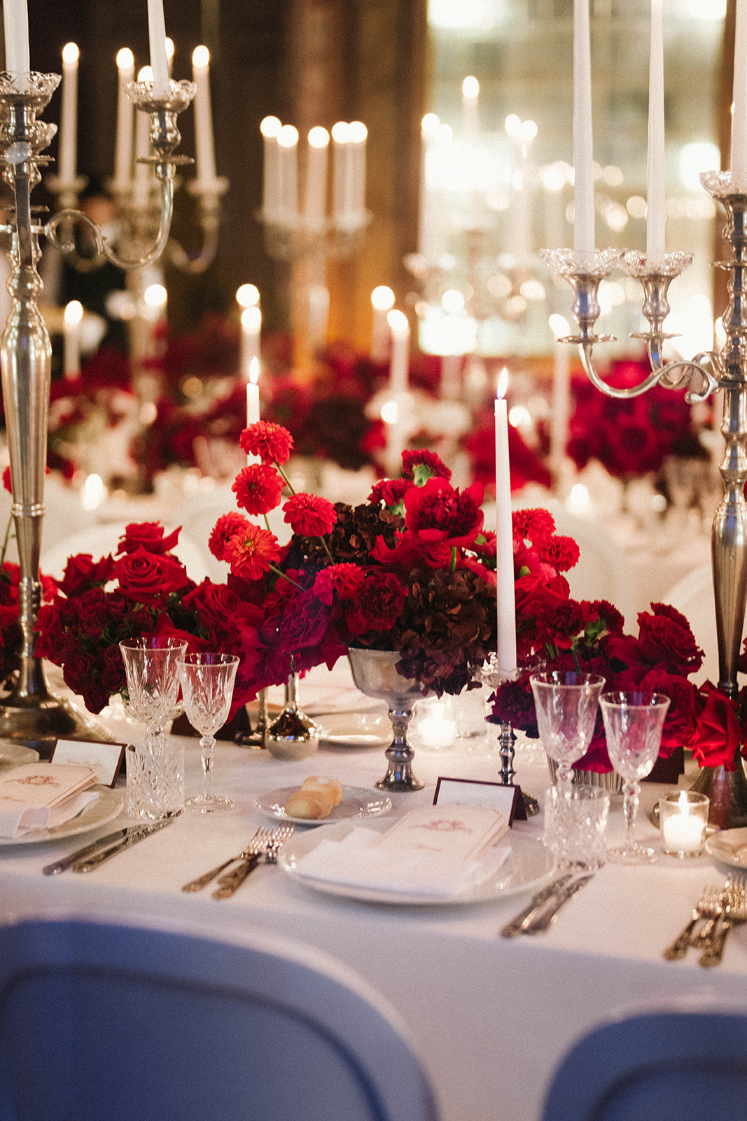 Villa Erba | Custom Deckled Wedding Menu & Place Cards in Deep Red & Burgundy with Monogram |  Lake Como, Italy | F&J