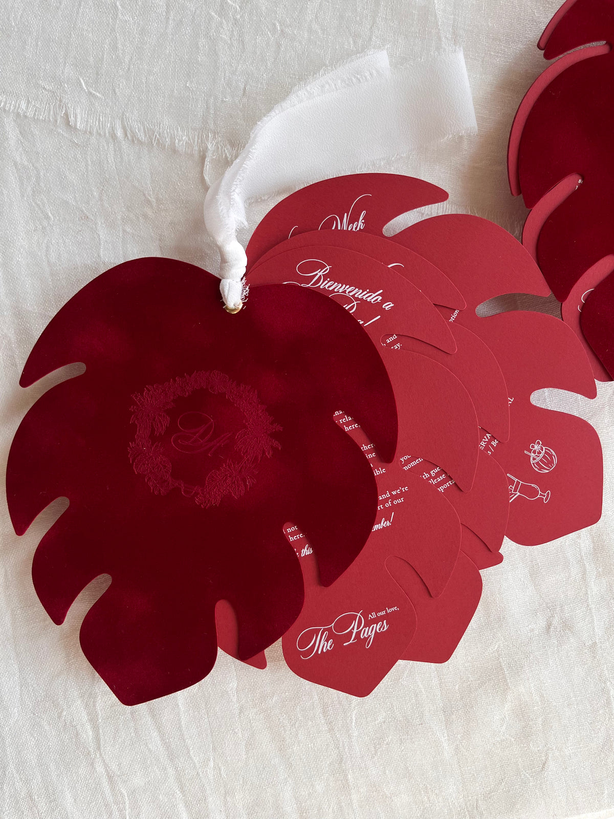 Custom Wedding Fan / Booklet for Tropical and Destination Wedding in Velvet